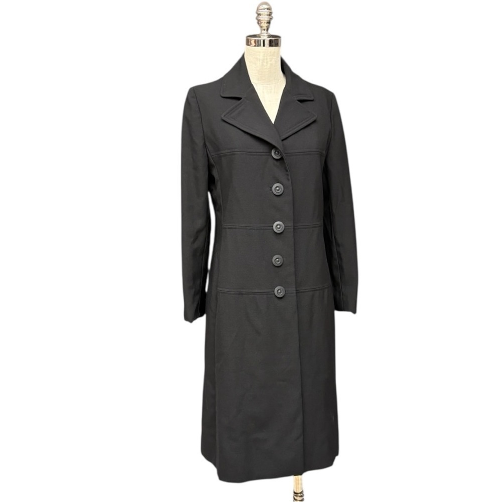 Vintage Belk’s Black Long Button Front Winter Coat Fits Modern Size 10